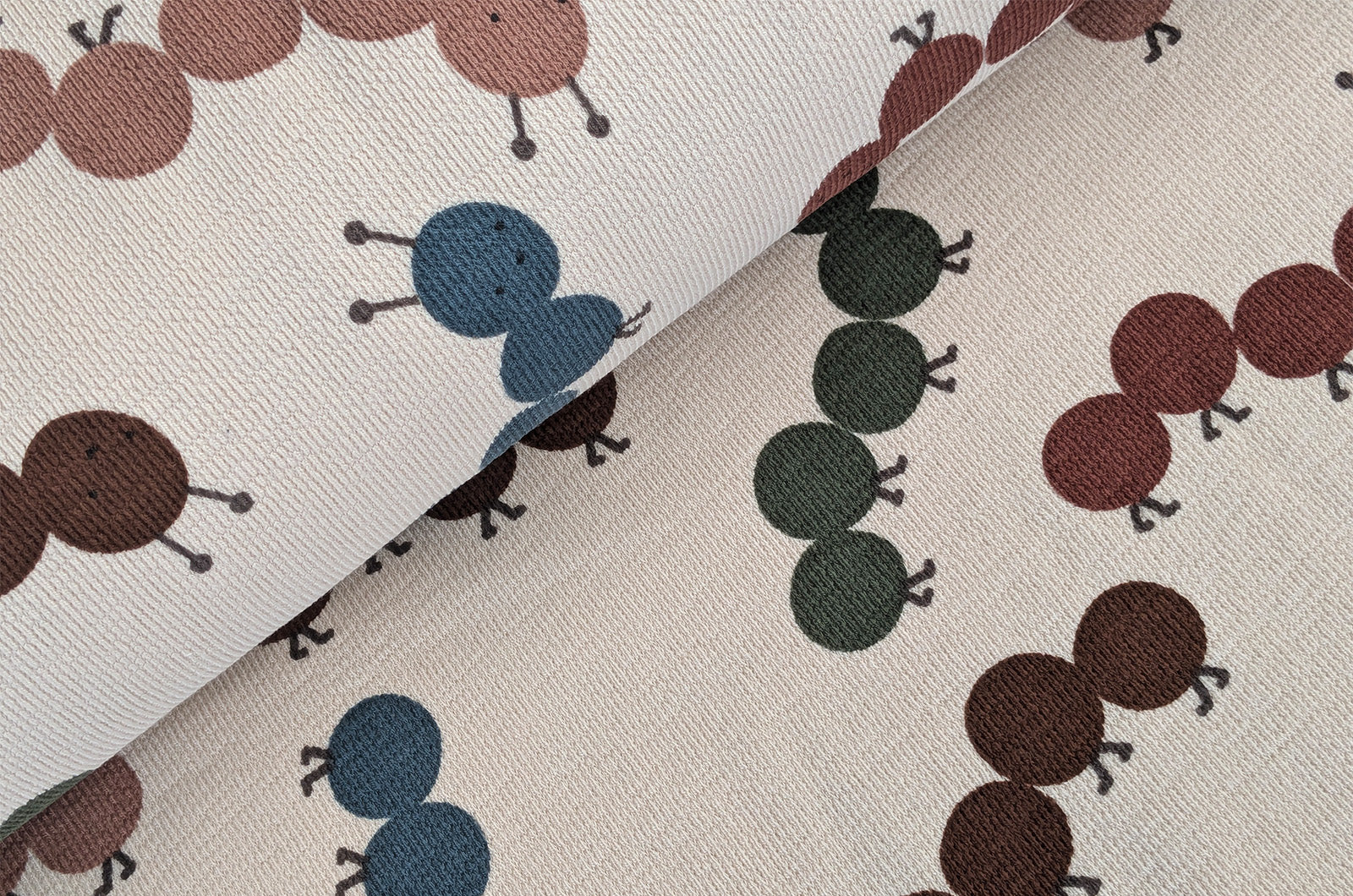 French-Terry Krepp creme Raupen *Ab 50cm