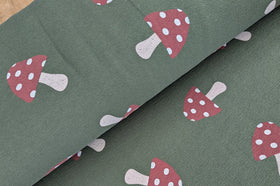 French-Terry Krepp grün Pilze *Ab 50cm