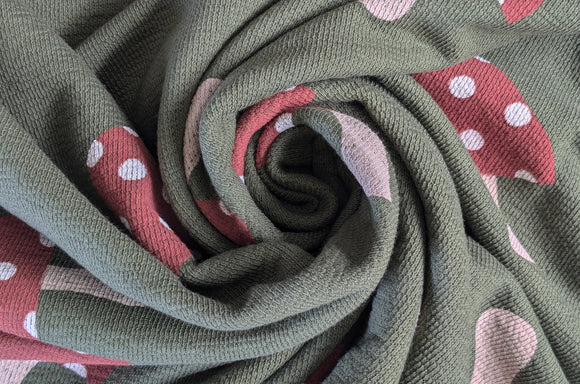 French-Terry Krepp grün Pilze *Ab 50cm