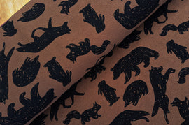 French-Terry Krepp braun Waldtiere *Ab 50cm