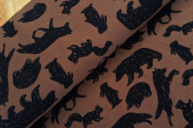 French-Terry Krepp braun Waldtiere *Ab 50cm