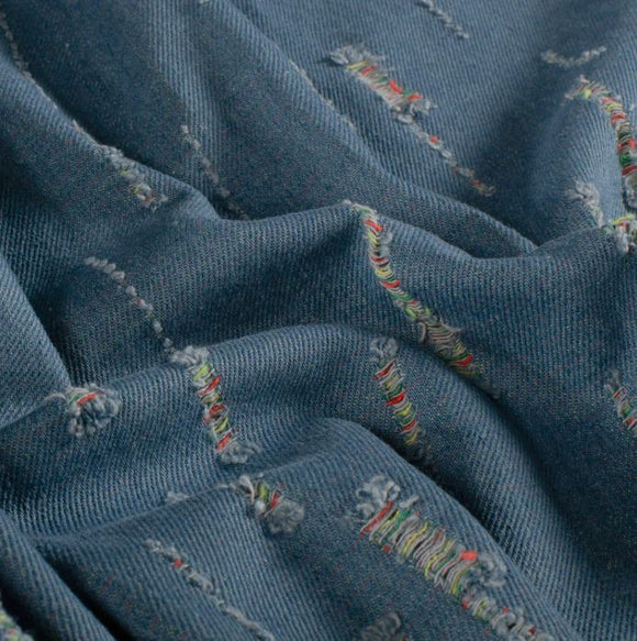 Jeansstoff bunt ausgefranst *Ab 50 cm