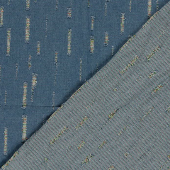 Jeansstoff bunt ausgefranst *Ab 50 cm