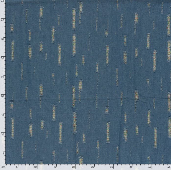 Jeansstoff bunt ausgefranst *Ab 50 cm