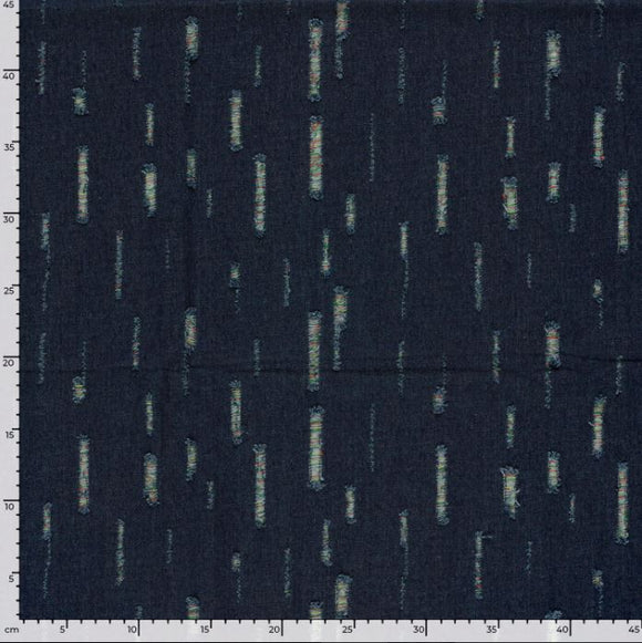 Jeansstoff bunt ausgefranst *Ab 50 cm