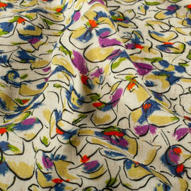 Kaufen 023-blumen-gelb-blau Viskose-Leinen Blumen *Ab 50 cm