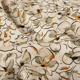Kaufen 051-blumen-khaki-creme Viskose-Leinen Blumen *Ab 50 cm