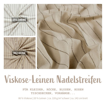 Viskose-Leinen Feinstreifen *Ab 50 cm