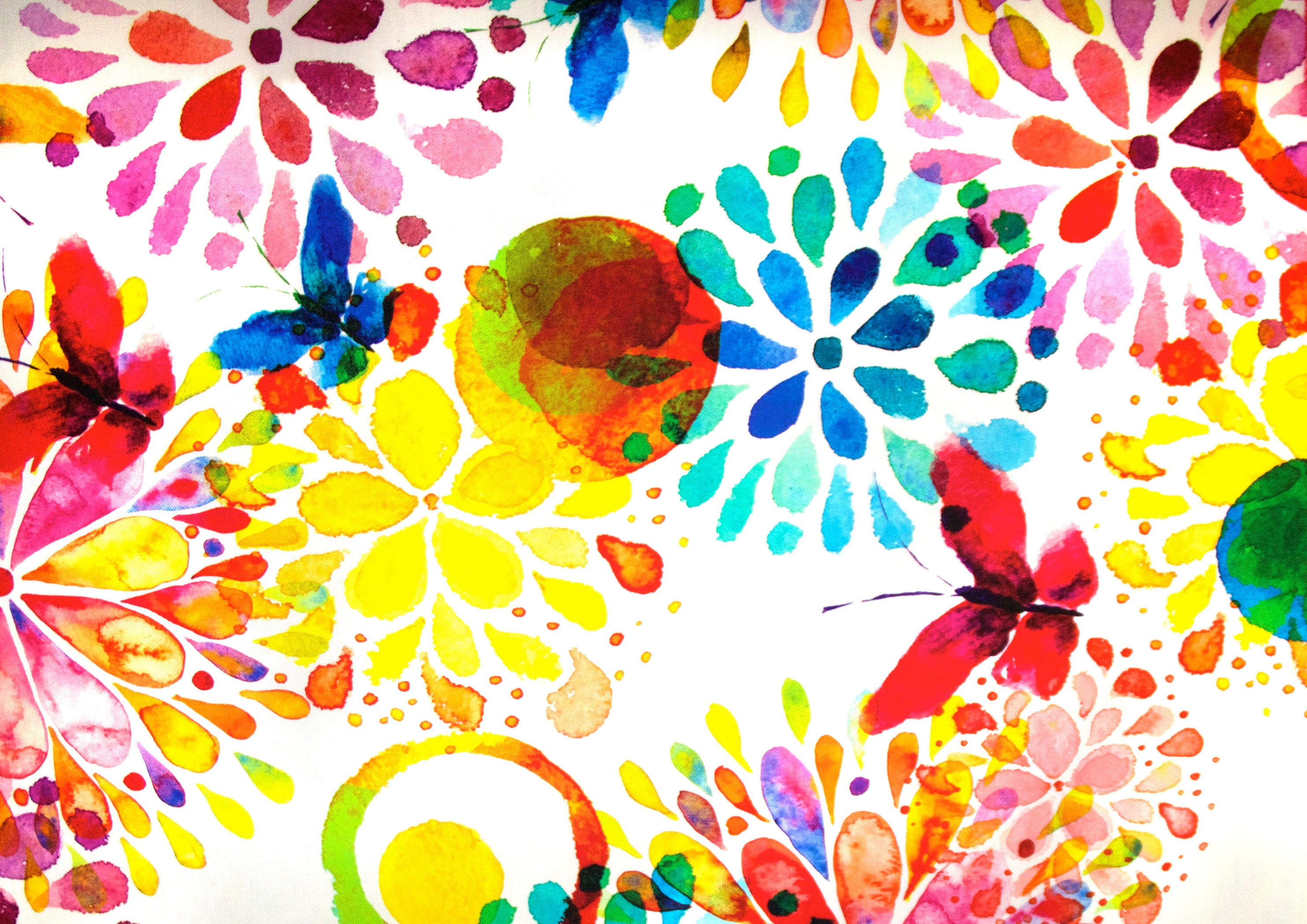 Decorative fabric half panama watercolor flower * From 50 cm - 0