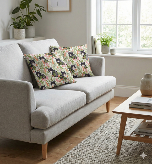 Baumwolle bedruckt Katzen & Blumen *Ab 50cm