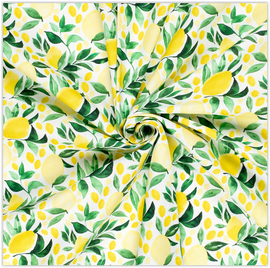 Acheter 002-citrons Tissu déco demi fruits de panama *À partir de 50 cm
