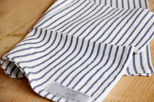 Lin extra large (235 cm) rayé bleu * A partir de 50 cm