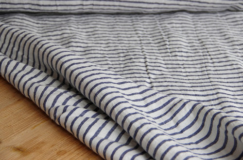 Linen extra wide (235 cm) blue striped * From 50 cm