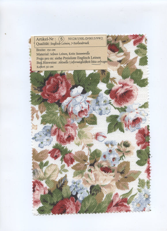 Englischleinen Rosen auf weiß *Ab 50cm