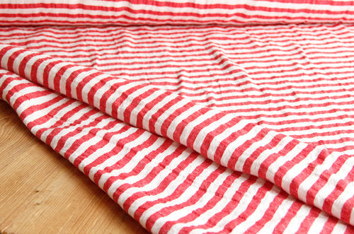 Linen extra wide (235 cm) red striped * From 50 cm - 0