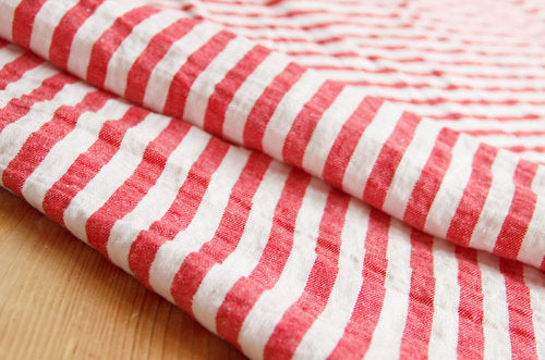 Linen extra wide (235 cm) red striped * From 50 cm-3
