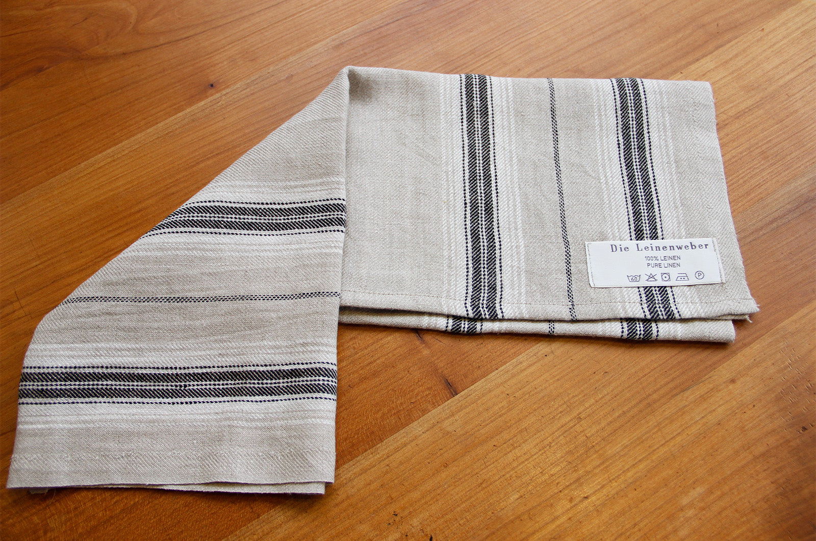 Tea towel linen natural/black * From 50 cm-4