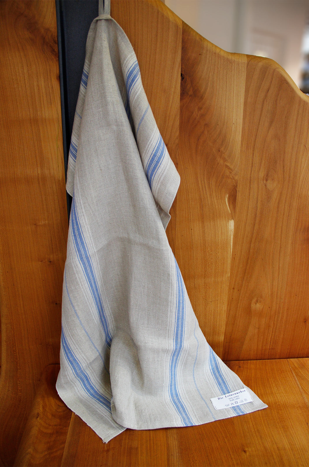 Tea towel linen natural/blue * From 50 cm-4