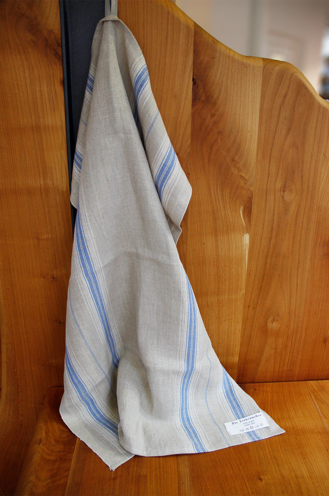 Tea towel linen natural/blue * From 50 cm