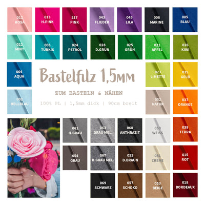 Bastelfilz 1,5 mm dick *Ab 50 cm