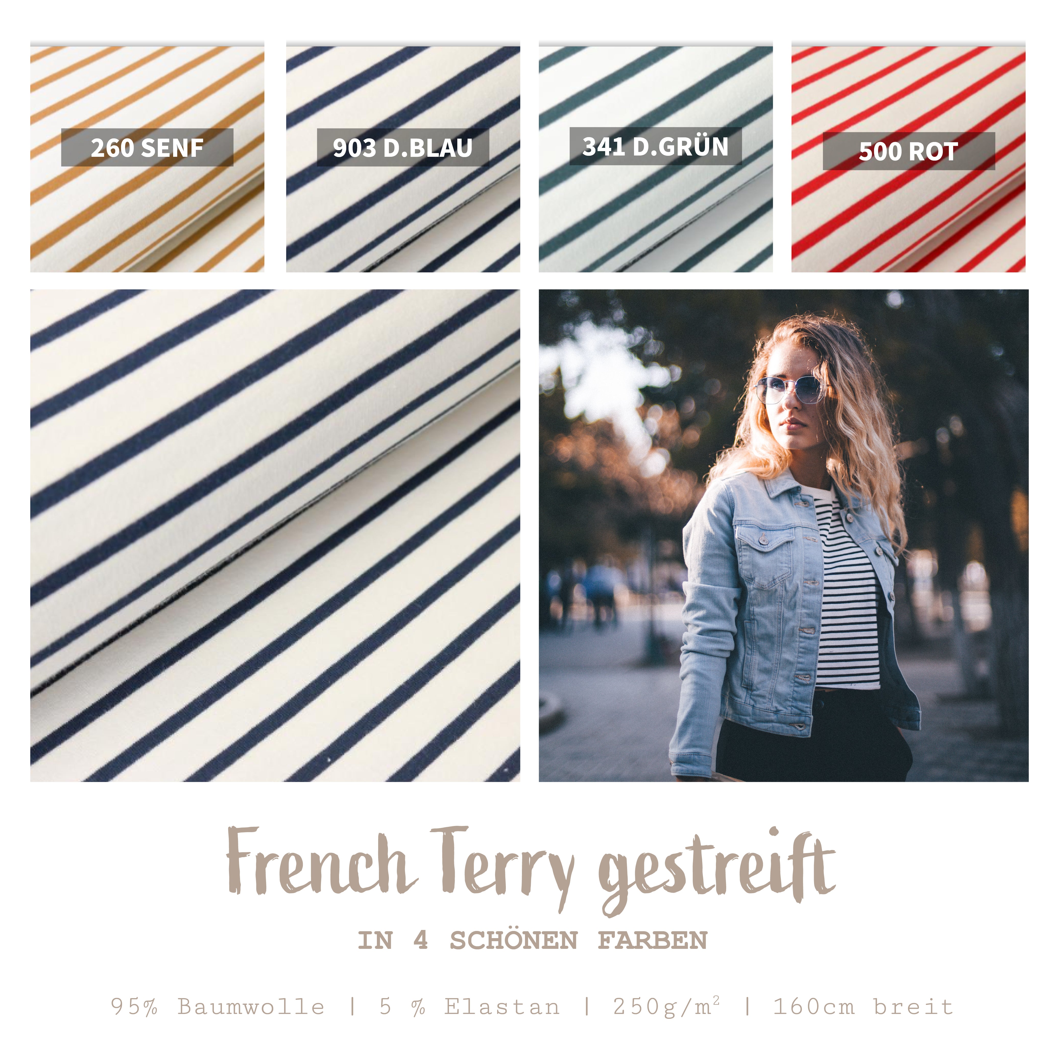 French Terry striped * From 50 cm