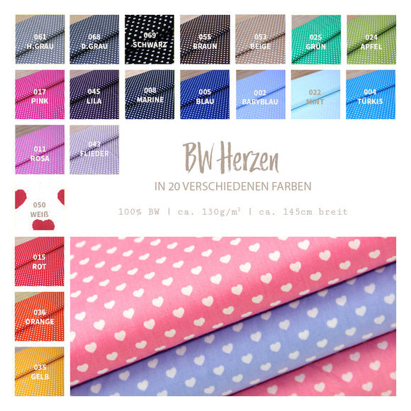 Coton imprimé coeurs * A partir de 50cm