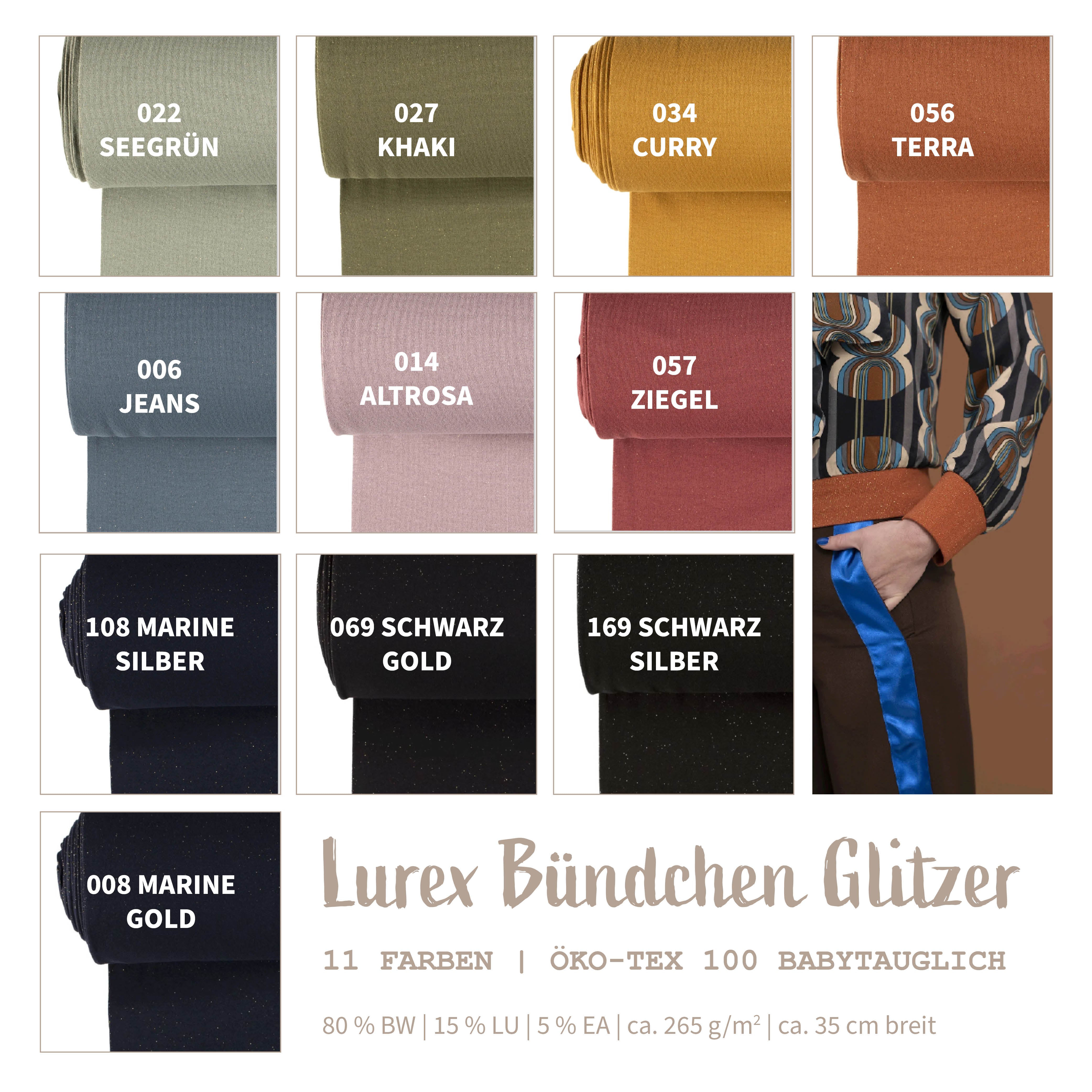 Cuffs with lurex glitter * From 25 cm