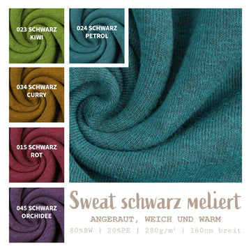 Wintersweat schwarz meliert *Ab 50 cm