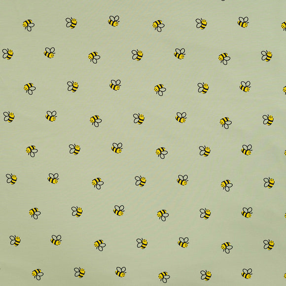 Baumwolljersey Bienen hellgrün * Ab 50 cm