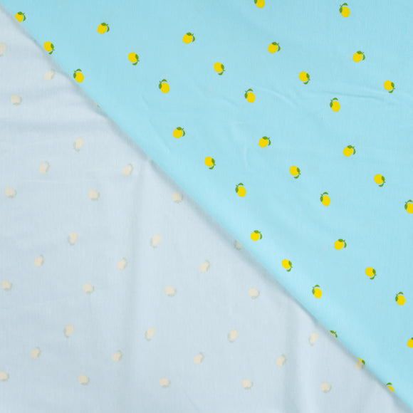 Baumwolljersey Zitronen hellblau *Ab 50 cm