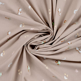 Baumwolljersey Bauernhof beige *Ab 50 cm