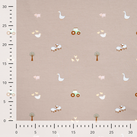 Baumwolljersey Bauernhof beige *Ab 50 cm - 0