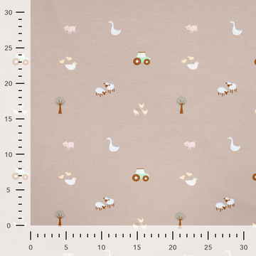 Baumwolljersey Bauernhof beige *Ab 50 cm - 0