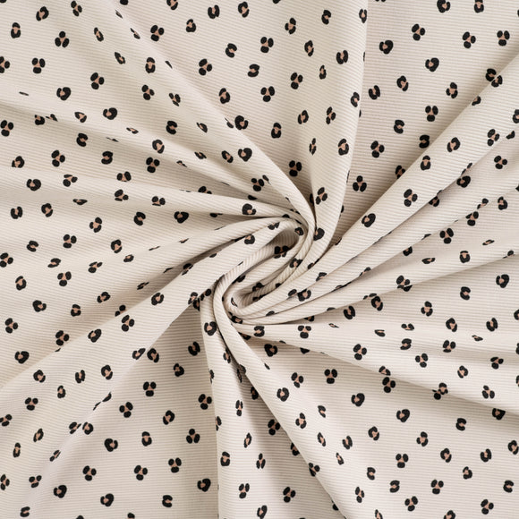 Rippjersey bedruckt Leo beige *Ab 50cm