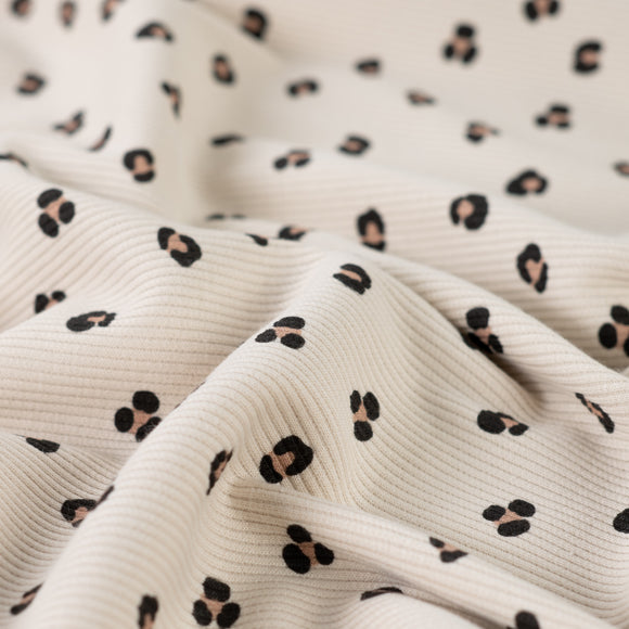 Rippjersey bedruckt Leo beige *Ab 50cm