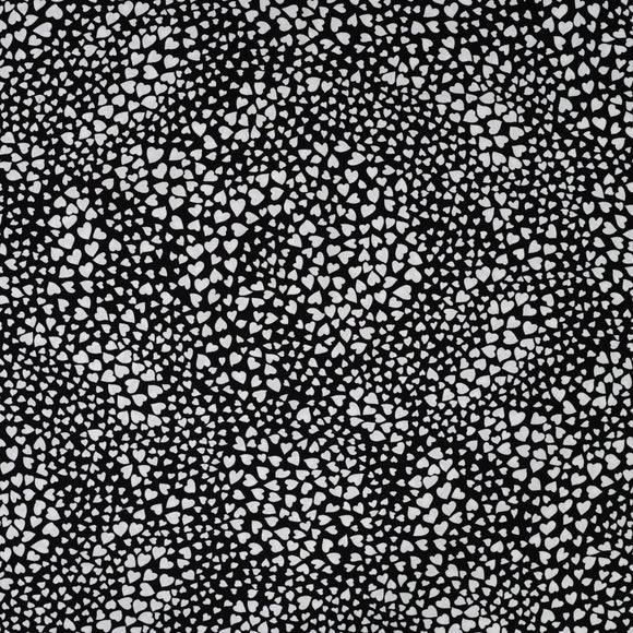 Viskose bedruckt kleine Herzen schwarz *Ab 50 cm