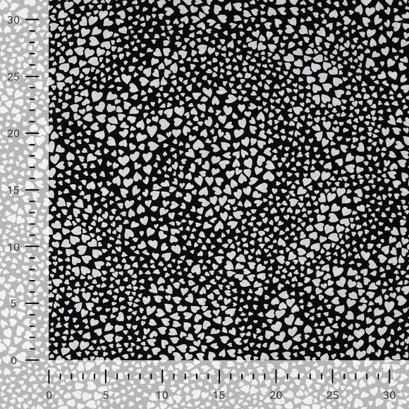 Viskose bedruckt kleine Herzen schwarz *Ab 50 cm