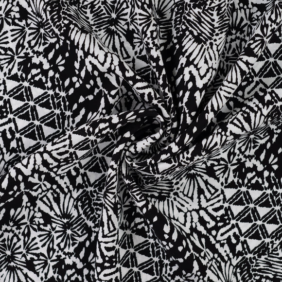 Viskose bedruckt abstrakt schwarz-weiß *Ab 50 cm