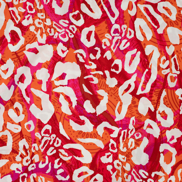 Viskose bedruckt Leo orange pink *Ab 50 cm