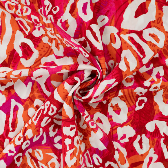 Viskose bedruckt Leo orange pink *Ab 50 cm
