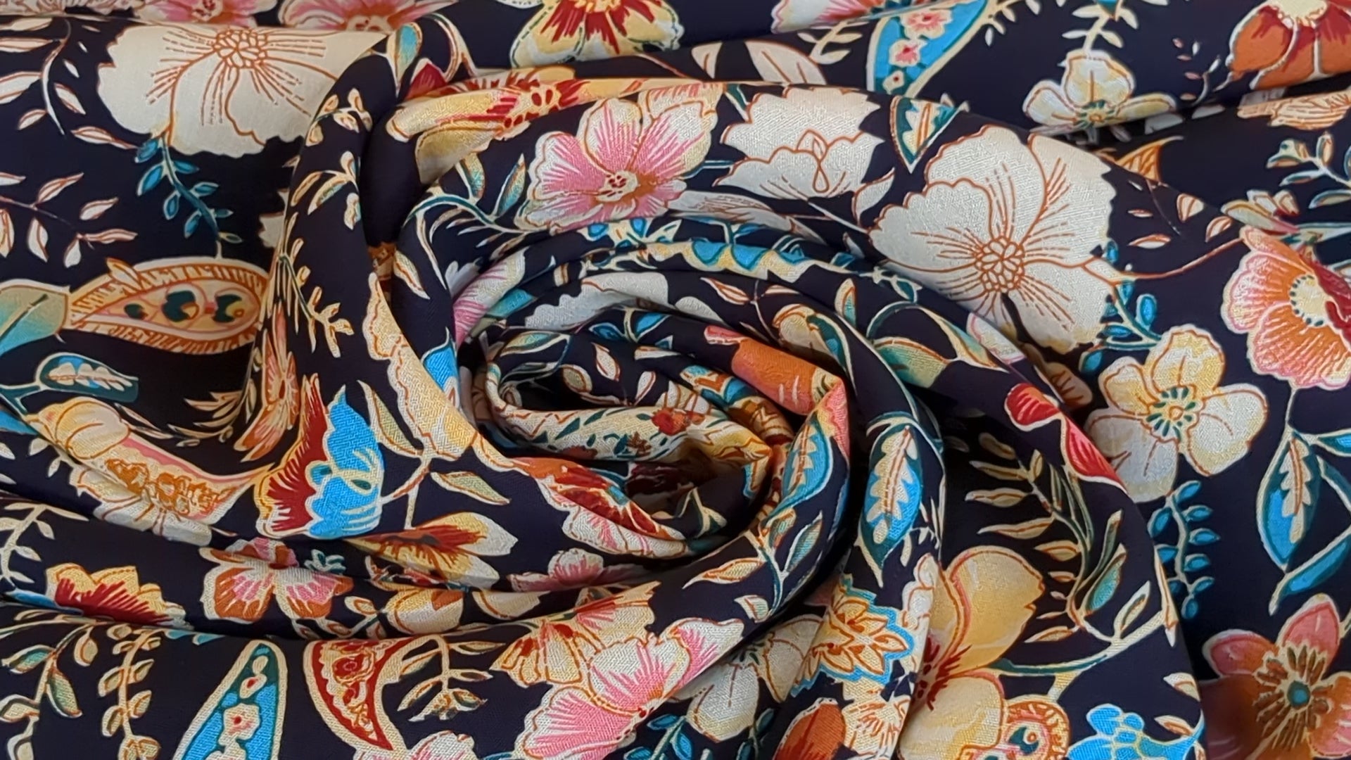 Viscose printed Paisley navy *From 50 cm-4