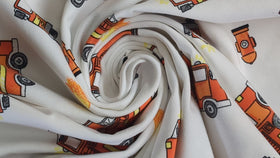 Baumwolljersey bedruckt Feuerwehr creme *Ab 50cm - 0