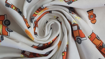 Baumwolljersey bedruckt Feuerwehr creme *Ab 50cm - 0