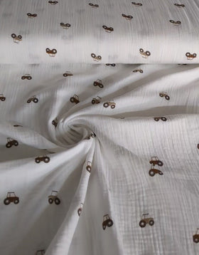 Musselin Traktoren ecrue *Ab 50 cm - 0