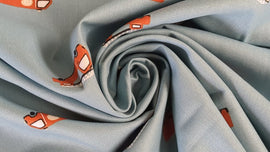 Baumwolle bedruckt Feuerwehrautos hellblau *Ab 50cm - 0