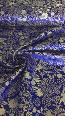 Brokatstoff Blumen mit silber *Ab 50cm-3