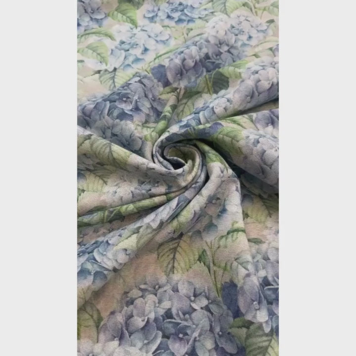 Tissu déco hortensias bleus *À partir de 50 cm - 0
