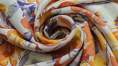 Viskose bedruckt Blumen orange *Ab 50 cm - 0