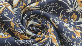 Viskose bedruckt Blumen marine *Ab 50 cm - 0
