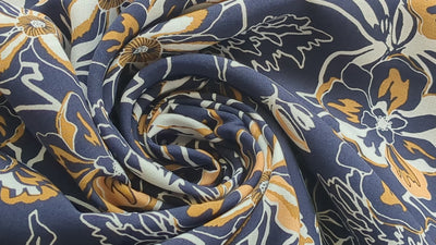 Viskose bedruckt Blumen marine *Ab 50 cm - 0